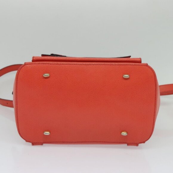 CELINE Backpack Leather Orange Gold Auth - Picture 6 of 16